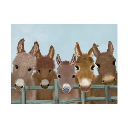Fab Funky 'Donkey Herd At Fence' Canvas Art, 24x32